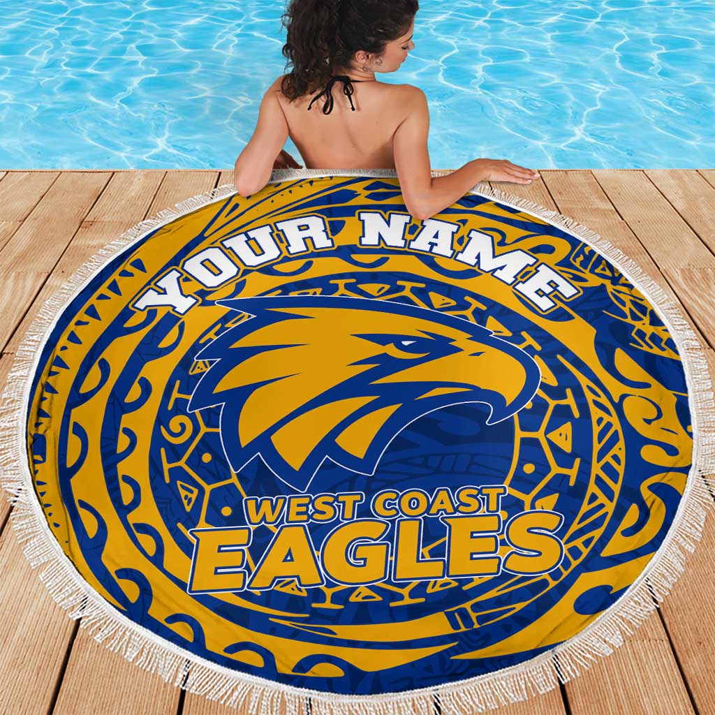 Personalized West Coast Eagles Polynesian Beach Blanket Tribal Chest and Sleeve Tattoo Heritage Warrior