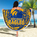 Personalized West Coast Eagles Polynesian Beach Blanket Tribal Chest and Sleeve Tattoo Heritage Warrior