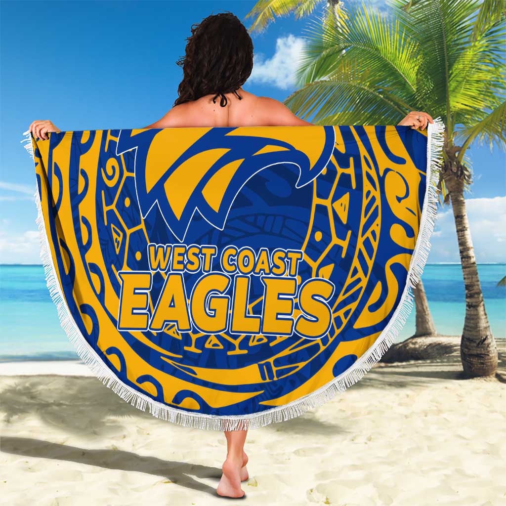 Personalized West Coast Eagles Polynesian Beach Blanket Tribal Chest and Sleeve Tattoo Heritage Warrior