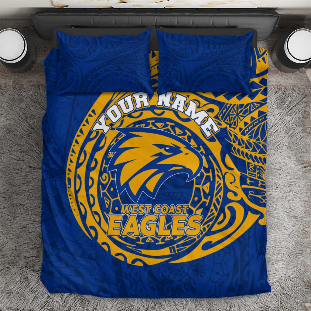Personalized West Coast Eagles Polynesian Bedding Set Tribal Chest and Sleeve Tattoo Heritage Warrior
