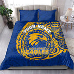 Personalized West Coast Eagles Polynesian Bedding Set Tribal Chest and Sleeve Tattoo Heritage Warrior