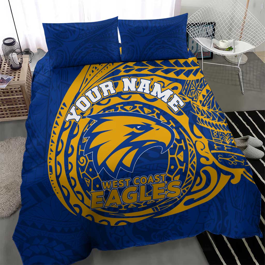 Personalized West Coast Eagles Polynesian Bedding Set Tribal Chest and Sleeve Tattoo Heritage Warrior