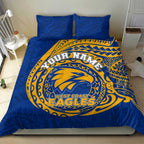 Personalized West Coast Eagles Polynesian Bedding Set Tribal Chest and Sleeve Tattoo Heritage Warrior