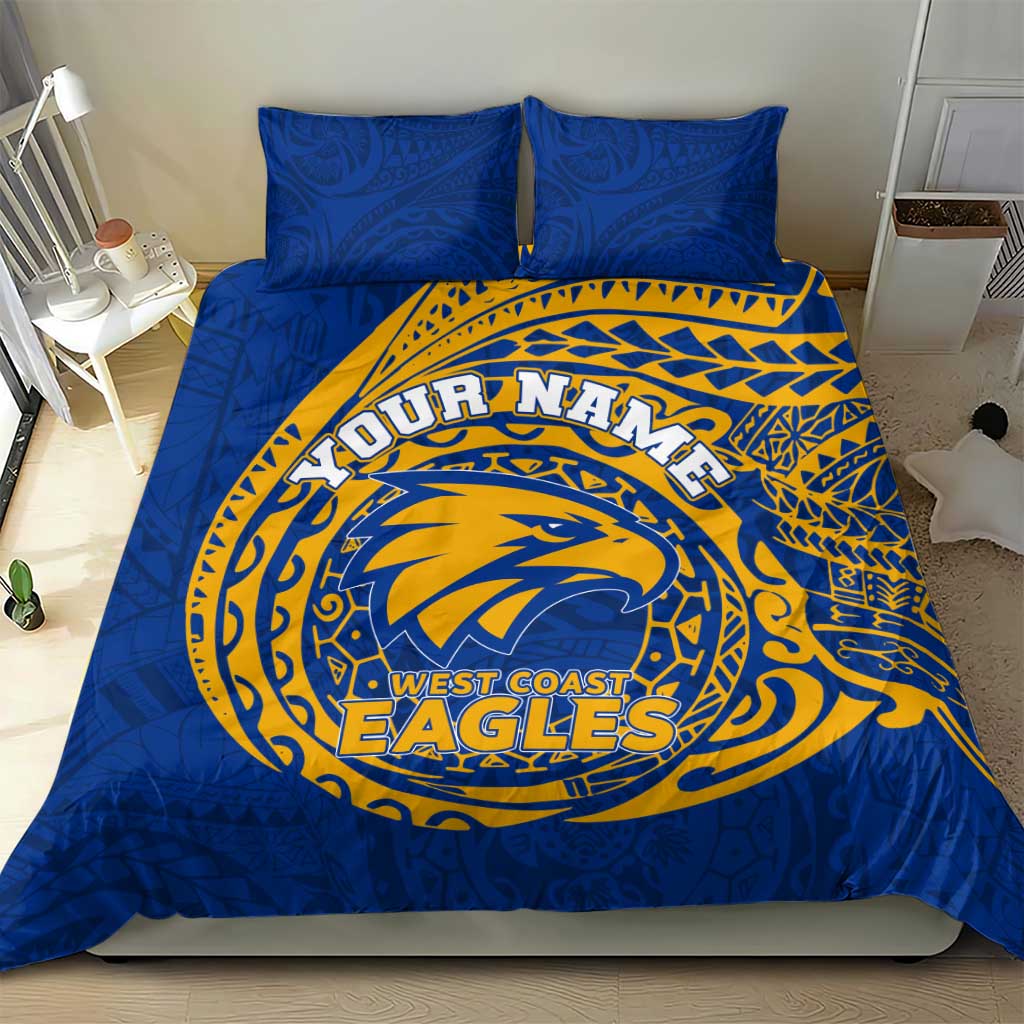 Personalized West Coast Eagles Polynesian Bedding Set Tribal Chest and Sleeve Tattoo Heritage Warrior