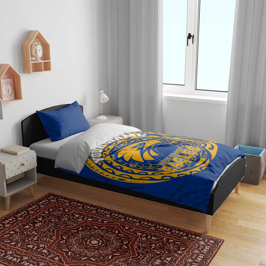 Personalized West Coast Eagles Polynesian Bedding Set Tribal Chest and Sleeve Tattoo Heritage Warrior