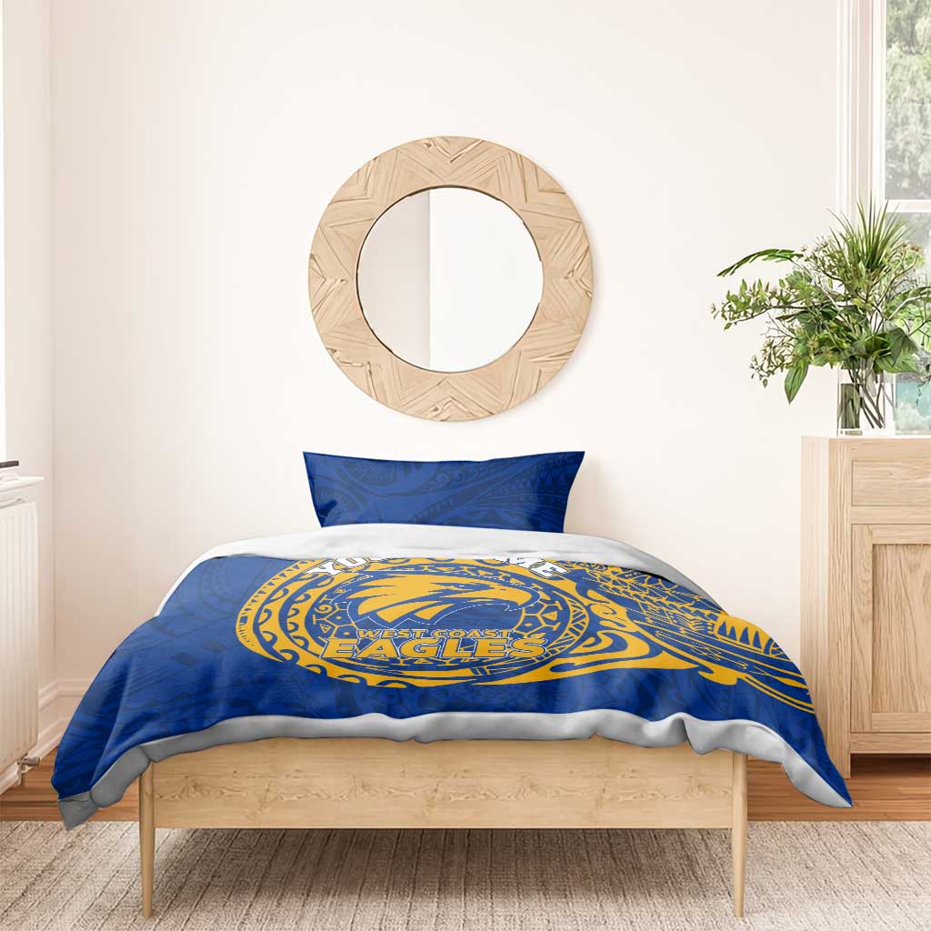 Personalized West Coast Eagles Polynesian Bedding Set Tribal Chest and Sleeve Tattoo Heritage Warrior