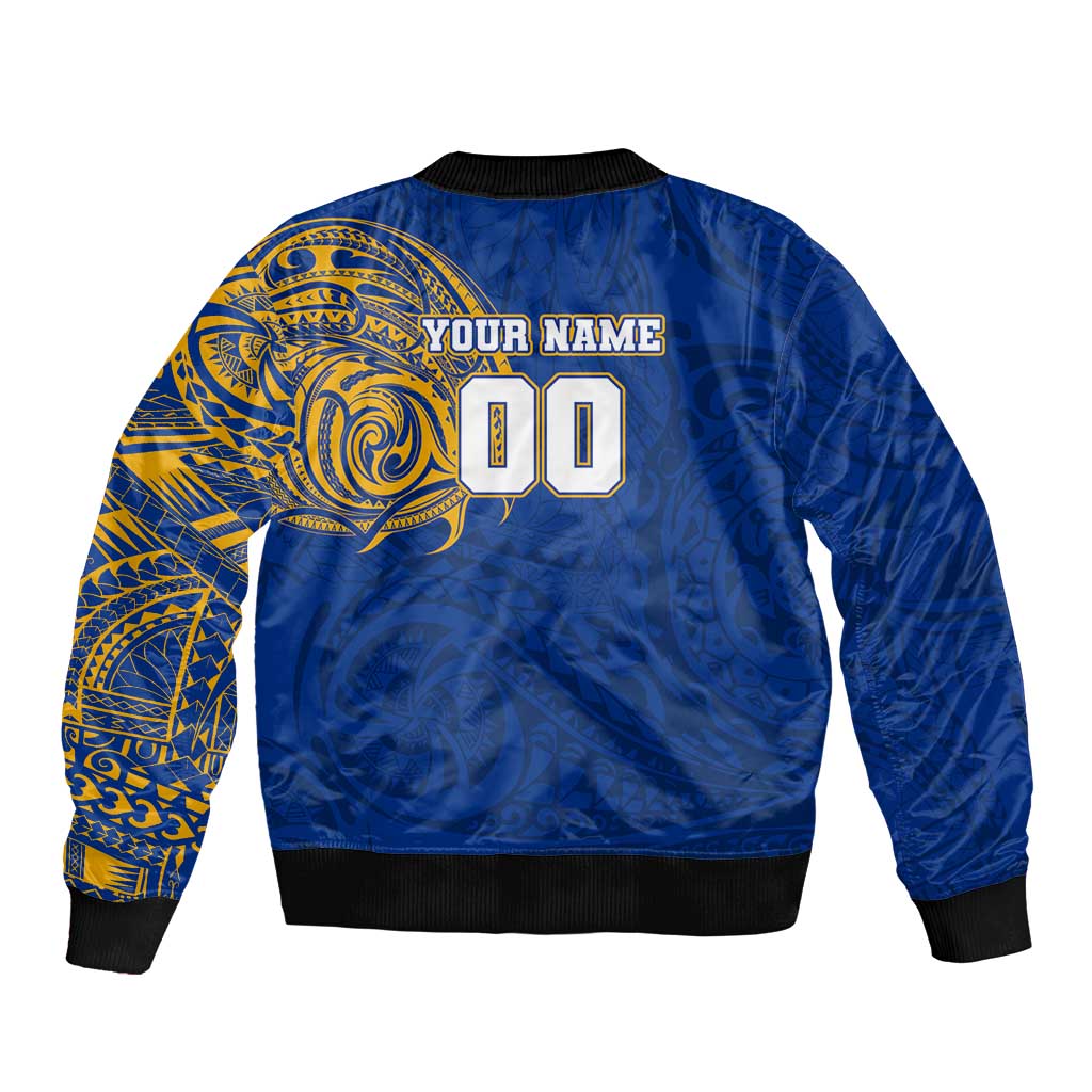 Personalized West Coast Eagles Polynesian Bomber Jacket Tribal Chest and Sleeve Tattoo Heritage Warrior