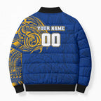 Personalized West Coast Eagles Polynesian Bomber Puffer Jacket Tribal Chest and Sleeve Tattoo Heritage Warrior