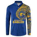 Personalized West Coast Eagles Polynesian Button Sweatshirt Tribal Chest and Sleeve Tattoo Heritage Warrior