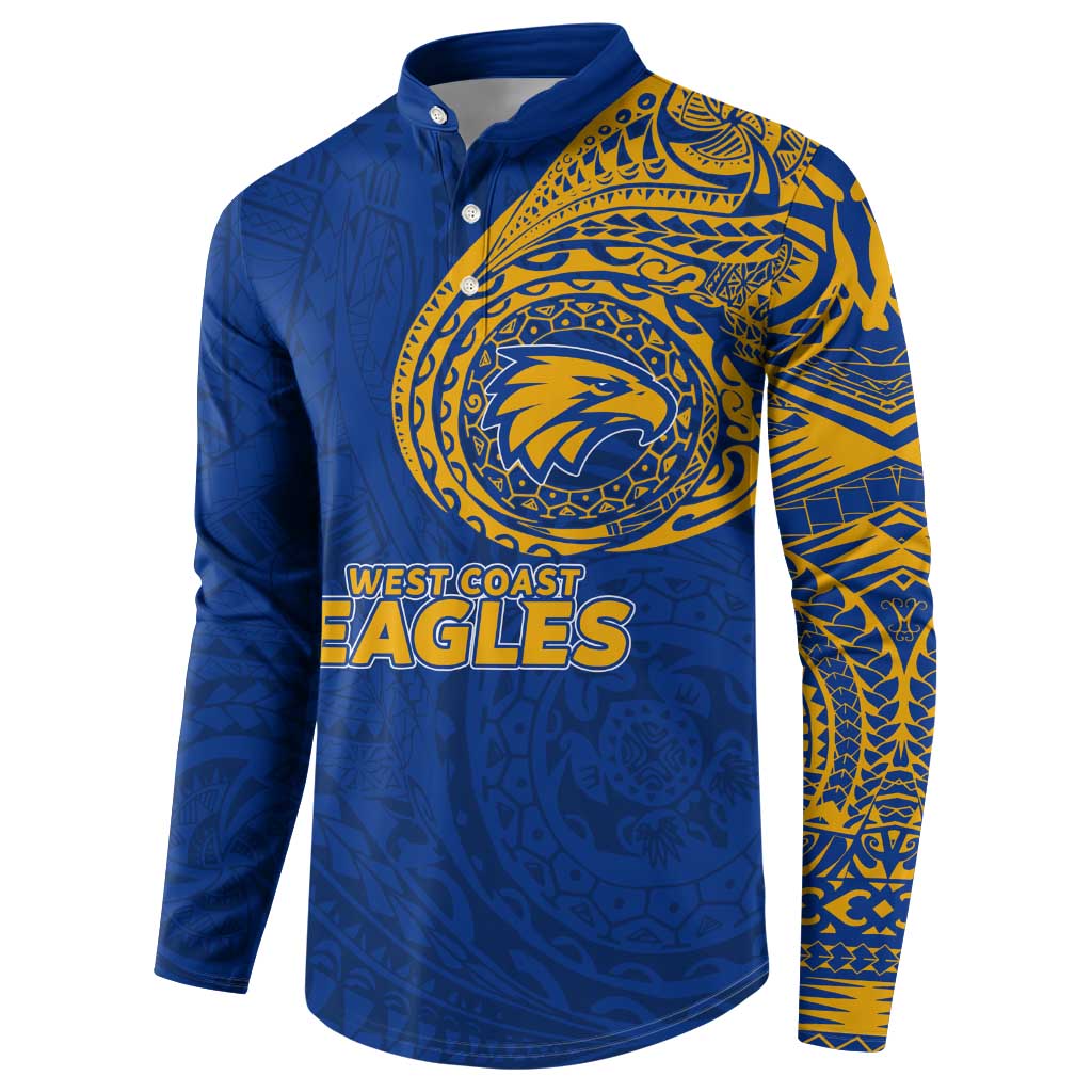 Personalized West Coast Eagles Polynesian Button Sweatshirt Tribal Chest and Sleeve Tattoo Heritage Warrior