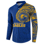 Personalized West Coast Eagles Polynesian Button Sweatshirt Tribal Chest and Sleeve Tattoo Heritage Warrior