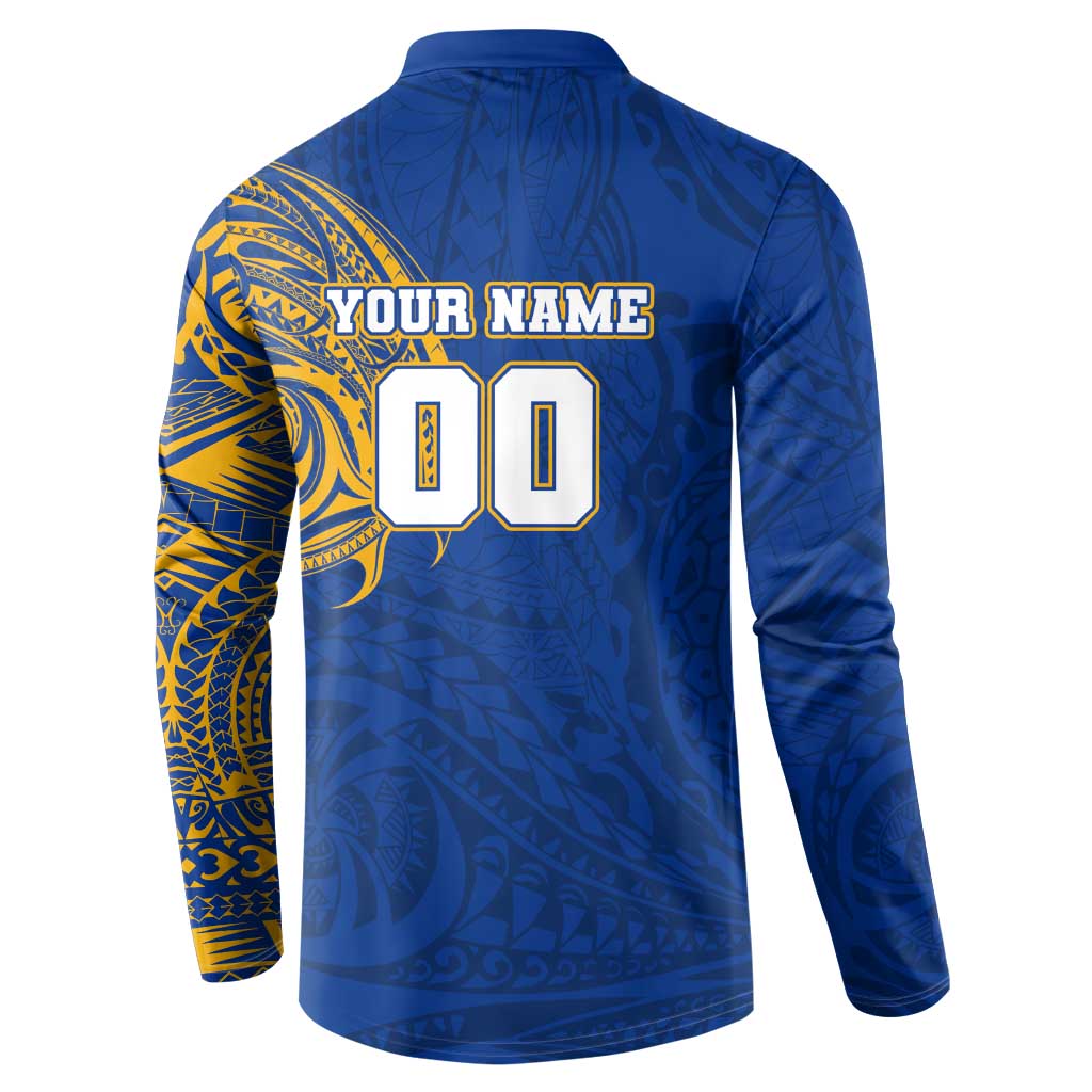 Personalized West Coast Eagles Polynesian Button Sweatshirt Tribal Chest and Sleeve Tattoo Heritage Warrior