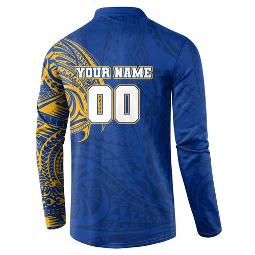 Personalized West Coast Eagles Polynesian Button Sweatshirt Tribal Chest and Sleeve Tattoo Heritage Warrior