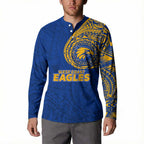Personalized West Coast Eagles Polynesian Button Sweatshirt Tribal Chest and Sleeve Tattoo Heritage Warrior
