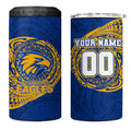 Personalized West Coast Eagles Polynesian 4 in 1 Can Cooler Tumbler Tribal Chest and Sleeve Tattoo Heritage Warrior