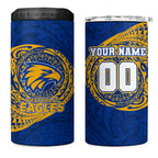 Personalized West Coast Eagles Polynesian 4 in 1 Can Cooler Tumbler Tribal Chest and Sleeve Tattoo Heritage Warrior