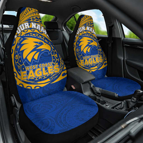 Personalized West Coast Eagles Polynesian Car Seat Cover Tribal Chest and Sleeve Tattoo Heritage Warrior