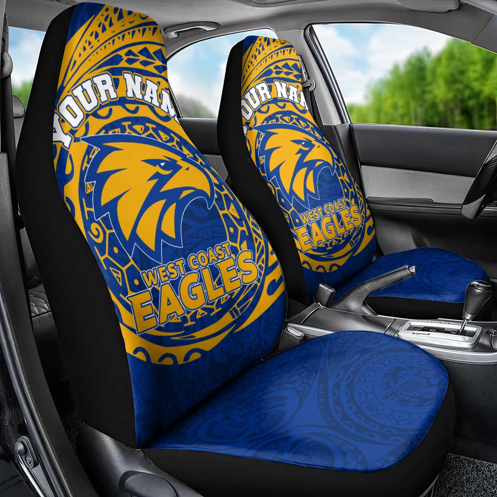 Personalized West Coast Eagles Polynesian Car Seat Cover Tribal Chest and Sleeve Tattoo Heritage Warrior