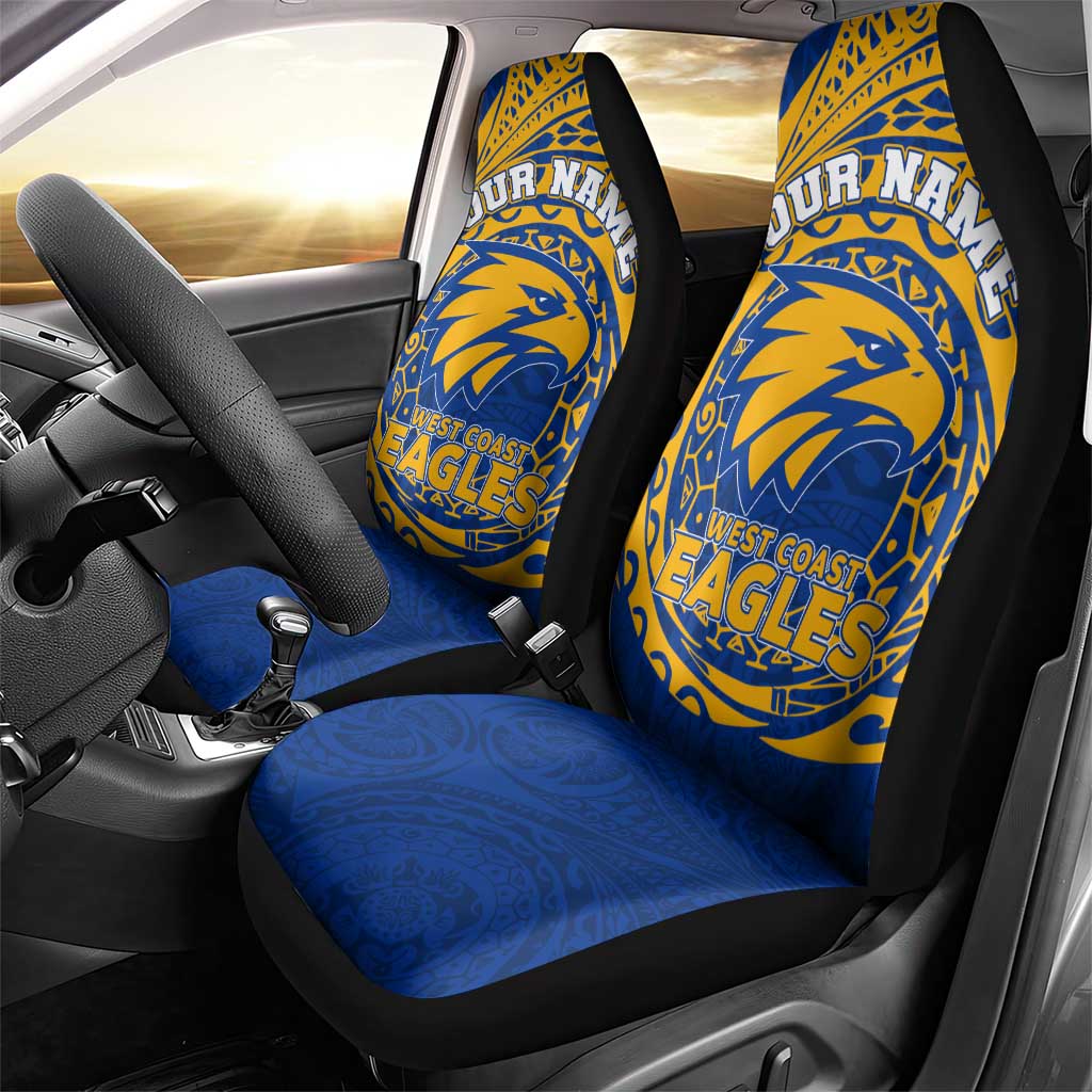 Personalized West Coast Eagles Polynesian Car Seat Cover Tribal Chest and Sleeve Tattoo Heritage Warrior