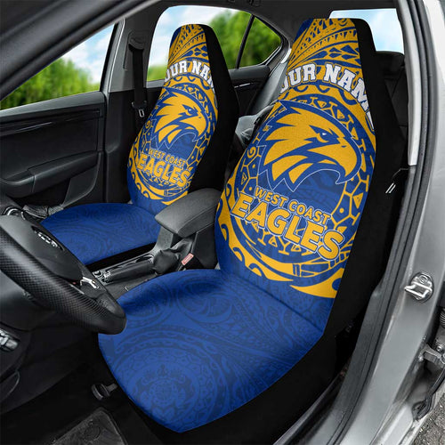 Personalized West Coast Eagles Polynesian Car Seat Cover Tribal Chest and Sleeve Tattoo Heritage Warrior