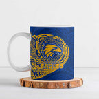 Personalized West Coast Eagles Polynesian Ceramic Mug Tribal Chest and Sleeve Tattoo Heritage Warrior