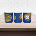 Personalized West Coast Eagles Polynesian Ceramic Mug Tribal Chest and Sleeve Tattoo Heritage Warrior