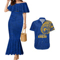 Personalized West Coast Eagles Polynesian Couples Matching Mermaid Dress and Hawaiian Shirt Tribal Chest and Sleeve Tattoo Heritage Warrior