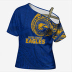 Personalized West Coast Eagles Polynesian Cross Shoulder Shirt Tribal Chest and Sleeve Tattoo Heritage Warrior