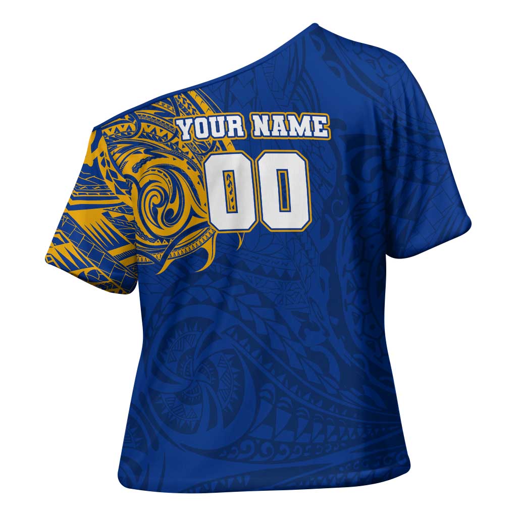Personalized West Coast Eagles Polynesian Cross Shoulder Shirt Tribal Chest and Sleeve Tattoo Heritage Warrior