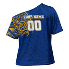 Personalized West Coast Eagles Polynesian Cross Shoulder Shirt Tribal Chest and Sleeve Tattoo Heritage Warrior