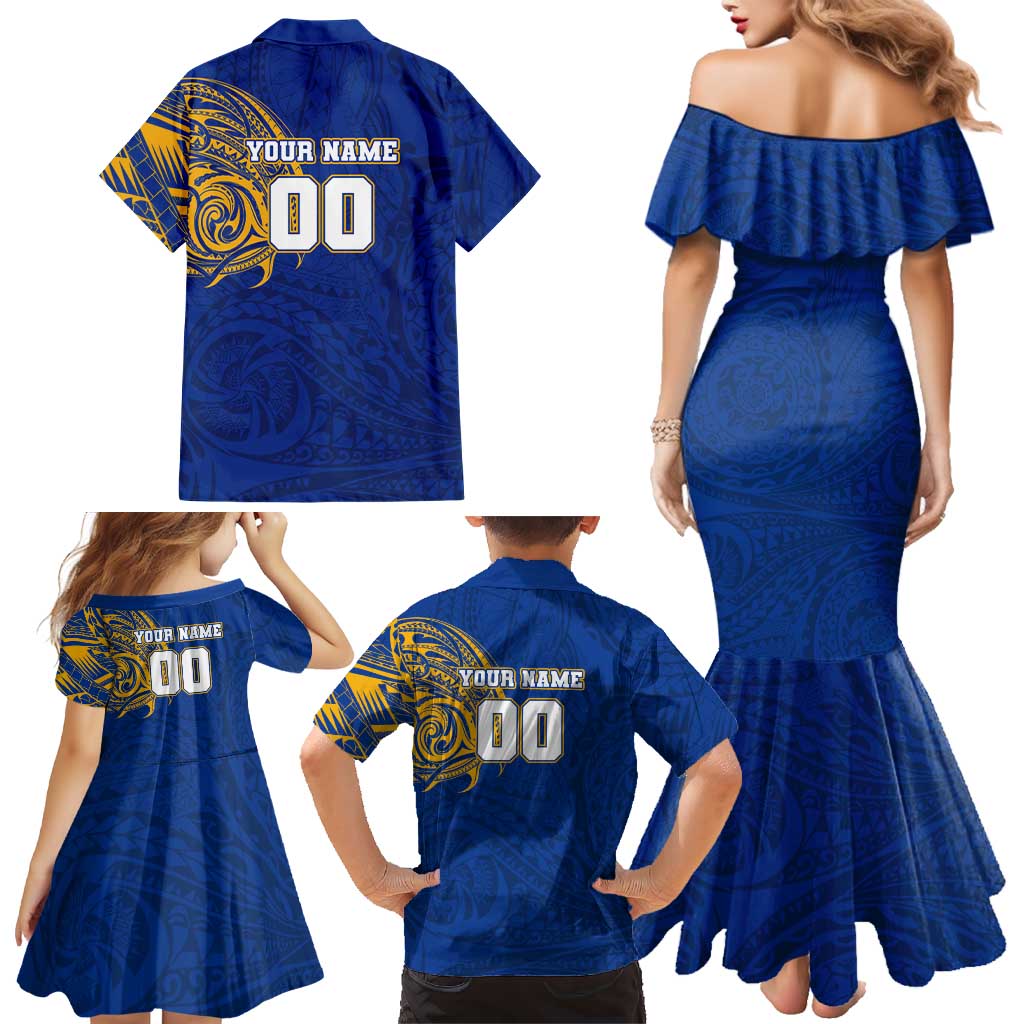 Personalized West Coast Eagles Polynesian Family Matching Mermaid Dress and Hawaiian Shirt Tribal Chest and Sleeve Tattoo Heritage Warrior