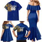 Personalized West Coast Eagles Polynesian Family Matching Mermaid Dress and Hawaiian Shirt Tribal Chest and Sleeve Tattoo Heritage Warrior