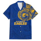 Personalized West Coast Eagles Polynesian Family Matching Off Shoulder Maxi Dress and Hawaiian Shirt Tribal Chest and Sleeve Tattoo Heritage Warrior