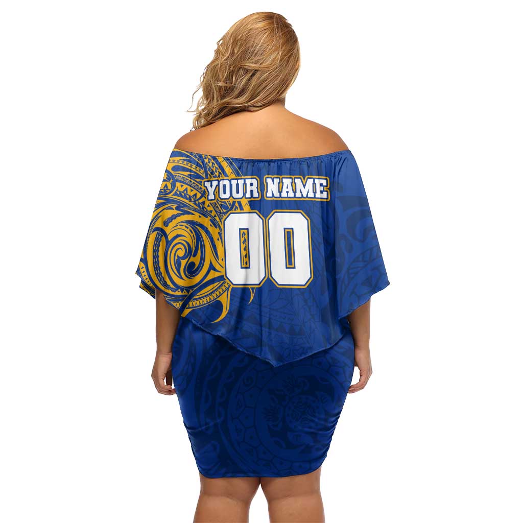 Personalized West Coast Eagles Polynesian Family Matching Off Shoulder Short Dress and Hawaiian Shirt Tribal Chest and Sleeve Tattoo Heritage Warrior