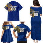 Personalized West Coast Eagles Polynesian Family Matching Puletasi and Hawaiian Shirt Tribal Chest and Sleeve Tattoo Heritage Warrior