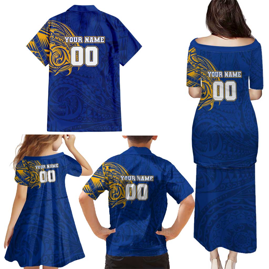 Personalized West Coast Eagles Polynesian Family Matching Puletasi and Hawaiian Shirt Tribal Chest and Sleeve Tattoo Heritage Warrior