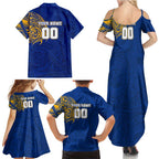 Personalized West Coast Eagles Polynesian Family Matching Summer Maxi Dress and Hawaiian Shirt Tribal Chest and Sleeve Tattoo Heritage Warrior