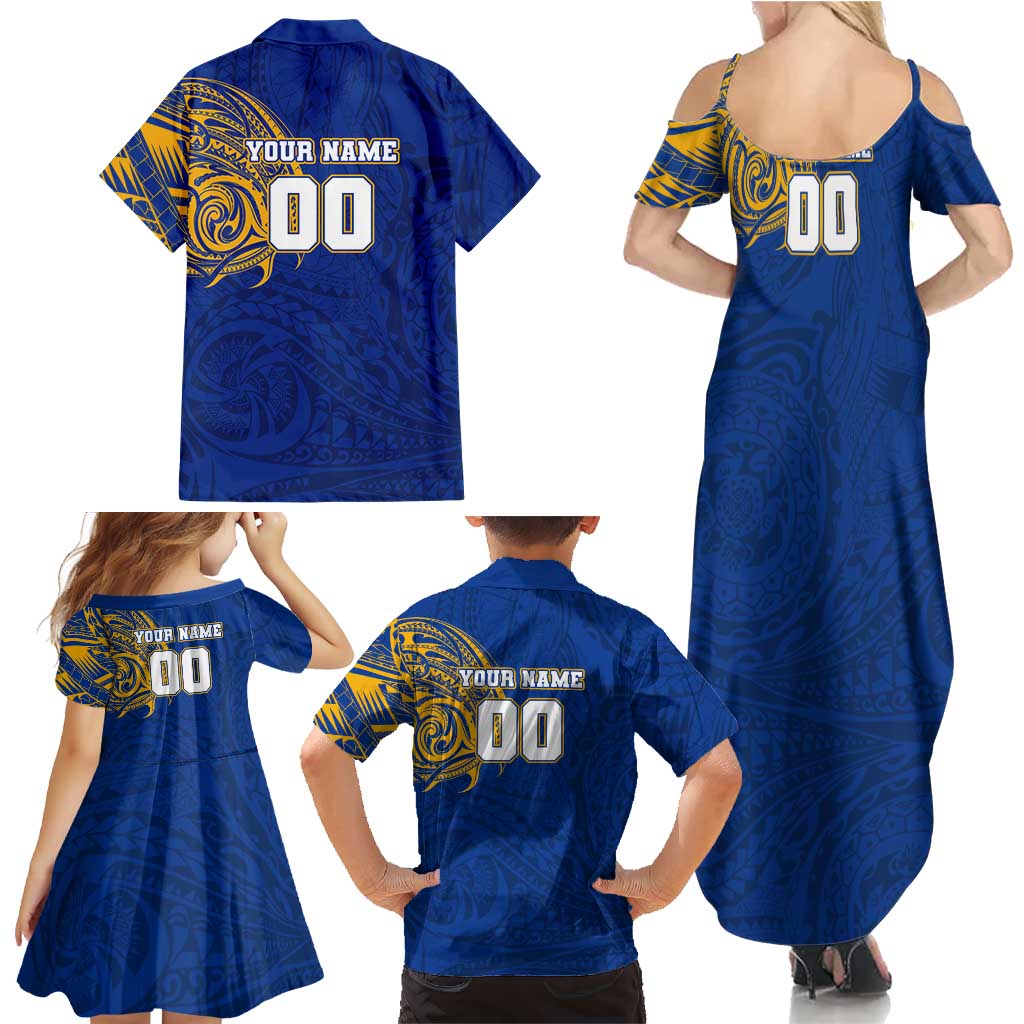 Personalized West Coast Eagles Polynesian Family Matching Summer Maxi Dress and Hawaiian Shirt Tribal Chest and Sleeve Tattoo Heritage Warrior
