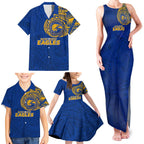 Personalized West Coast Eagles Polynesian Family Matching Tank Maxi Dress and Hawaiian Shirt Tribal Chest and Sleeve Tattoo Heritage Warrior