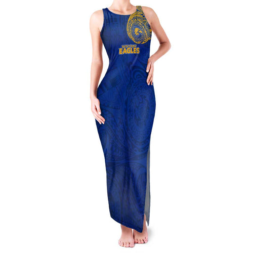 Personalized West Coast Eagles Polynesian Family Matching Tank Maxi Dress and Hawaiian Shirt Tribal Chest and Sleeve Tattoo Heritage Warrior