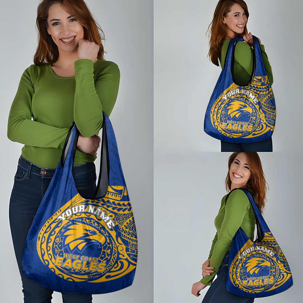 Personalized West Coast Eagles Polynesian Grocery Bag Tribal Chest and Sleeve Tattoo Heritage Warrior