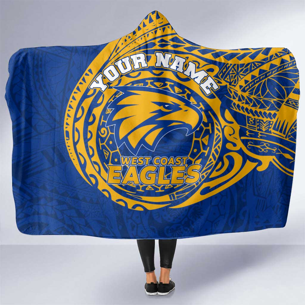 Personalized West Coast Eagles Polynesian Hooded Blanket Tribal Chest and Sleeve Tattoo Heritage Warrior