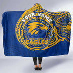 Personalized West Coast Eagles Polynesian Hooded Blanket Tribal Chest and Sleeve Tattoo Heritage Warrior