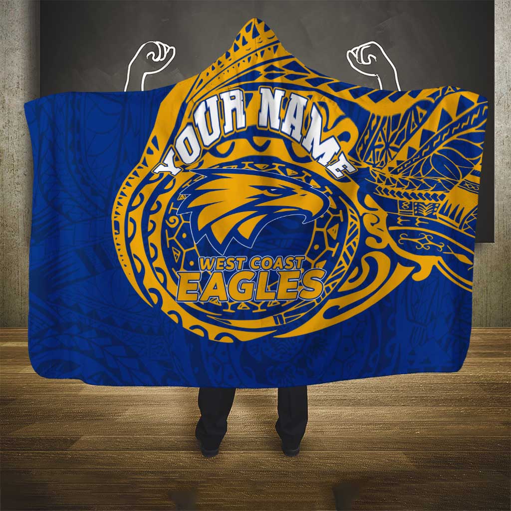 Personalized West Coast Eagles Polynesian Hooded Blanket Tribal Chest and Sleeve Tattoo Heritage Warrior