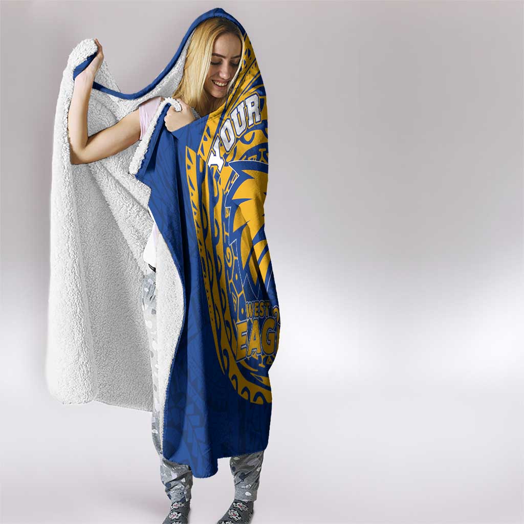 Personalized West Coast Eagles Polynesian Hooded Blanket Tribal Chest and Sleeve Tattoo Heritage Warrior