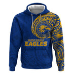 Personalized West Coast Eagles Polynesian Hoodie Tribal Chest and Sleeve Tattoo Heritage Warrior