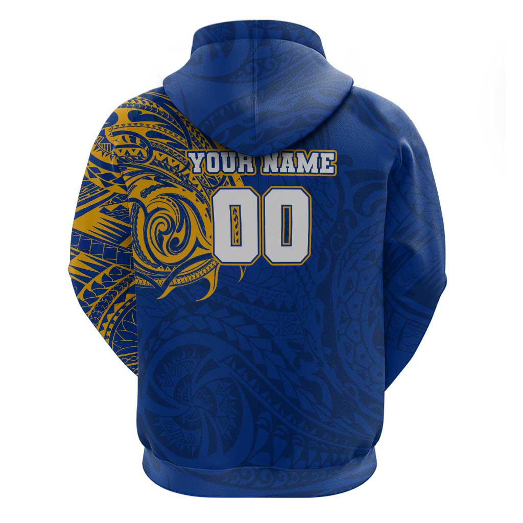 Personalized West Coast Eagles Polynesian Hoodie Tribal Chest and Sleeve Tattoo Heritage Warrior