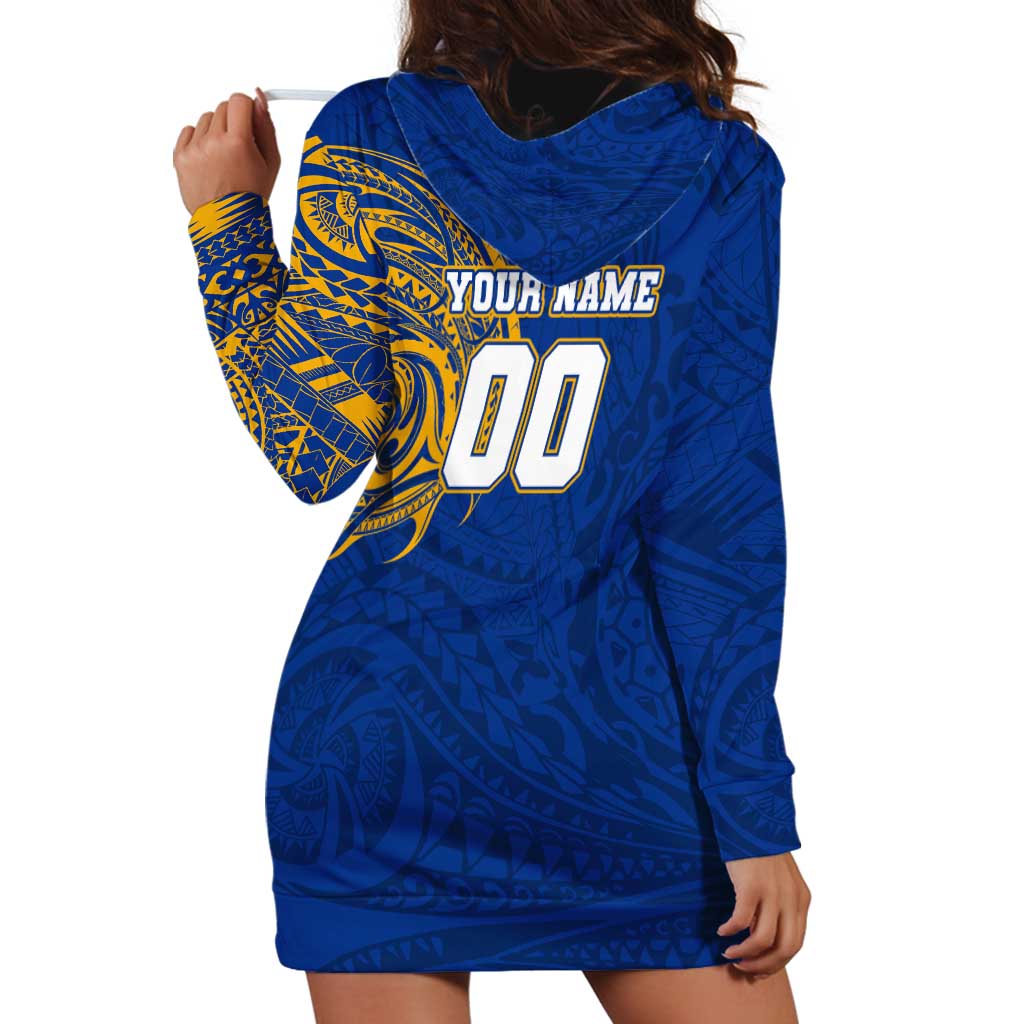 Personalized West Coast Eagles Polynesian Hoodie Dress Tribal Chest and Sleeve Tattoo Heritage Warrior