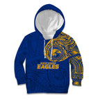 Personalized West Coast Eagles Polynesian Kid Hoodie Tribal Chest and Sleeve Tattoo Heritage Warrior
