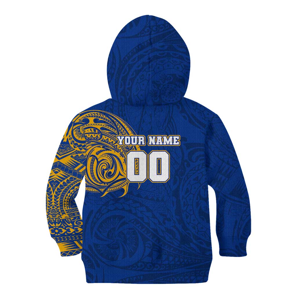 Personalized West Coast Eagles Polynesian Kid Hoodie Tribal Chest and Sleeve Tattoo Heritage Warrior